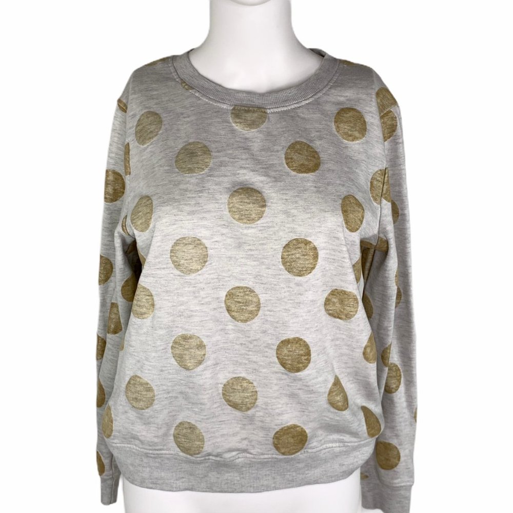 ICHI Zimba Gray Melange Gold Polka Dot Sweater